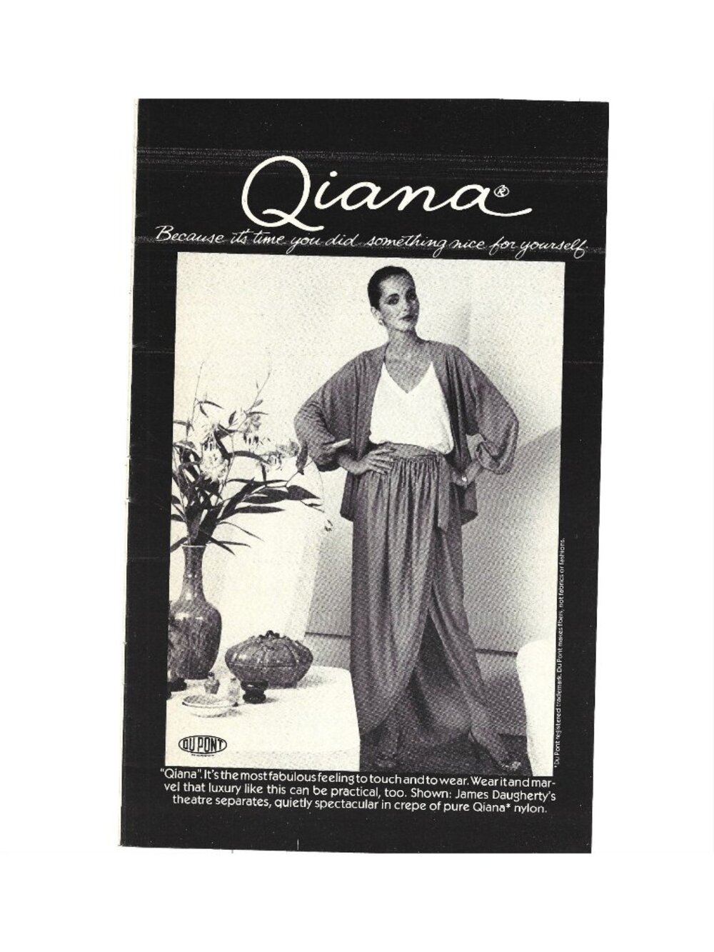 Print Ad Qiana 1970s Dupont Nylon Luxury Clothing Home Decor Fashion Vintage AD
